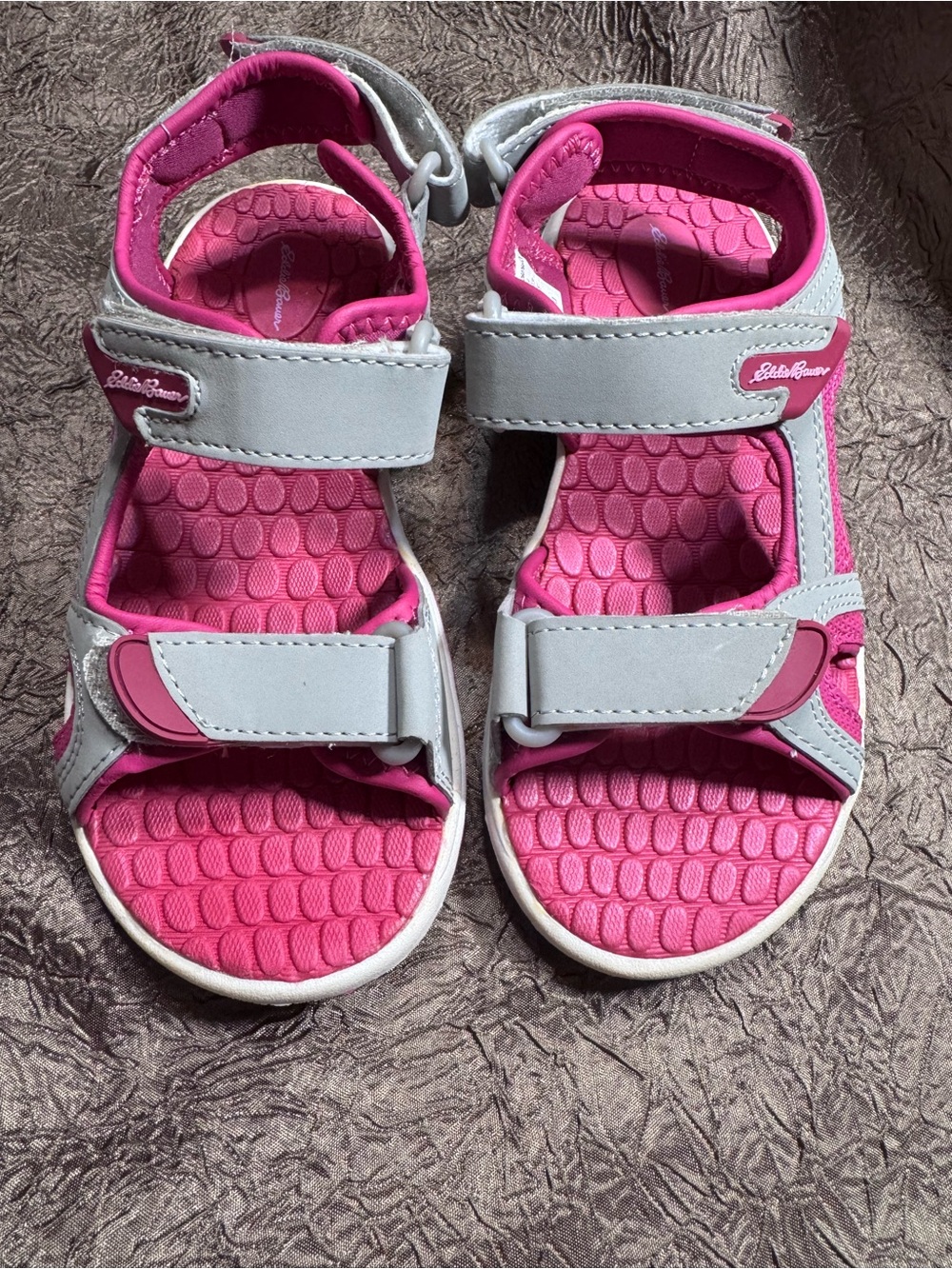 Eddie Bauer Kids Pink and Gray Adjustable Hook-and-Loop Sandals